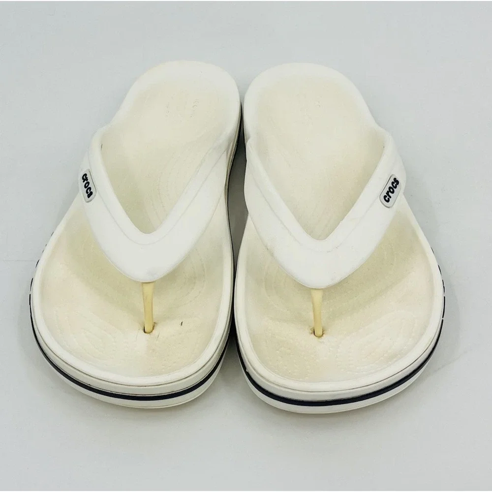 Crocs Shoes Bayaband Flip Flops White Lightweight Sport Sandals Mens 7 Womens 9